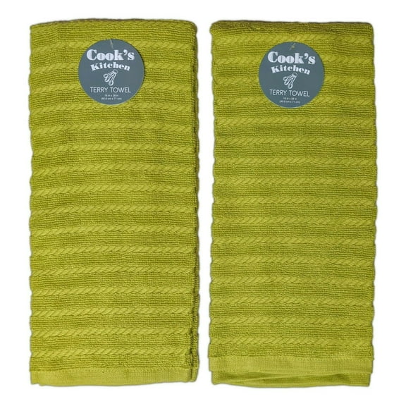 Set of 2 PEAR Green Textured Terry Kitchen Towels by Kay Dee Designs