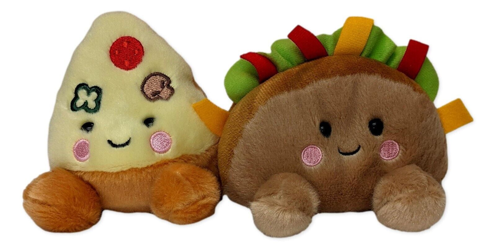 Set of 2 PEPPA PIZZA & FIESTA TACO Palm Pals 5" Stuffed Animal Plush ...