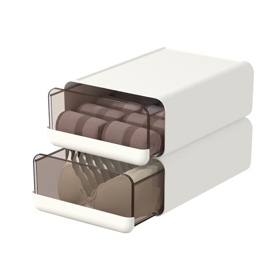 Set of 2 Pack Slim Storage Drawer,Divided Storage Box with 10 Compartments for Jewelry/Stationery/Underwear/Socks/Ties/Belt/Small Parts Organizer