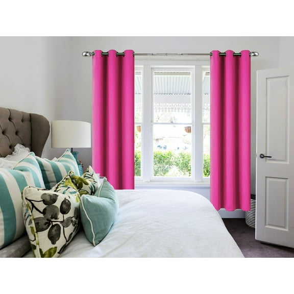 Set of 2 Panels K68 Hot Pink Color Blackout Window Curtains 84" inches Length Panels with Grommets for Living Room , Closet, Bedroom Home Décor