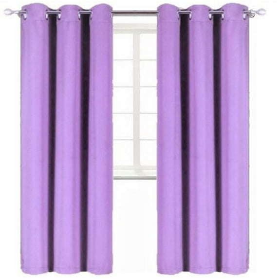 Set of 2 Panels K68 Lilac Color Blackout Window Curtains 84" inches Length Panels with Grommets for Living Room , Closet, Bedroom Home Décor