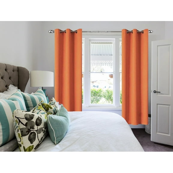 Set of 2 Panels K68 Orange Color Blackout Window Curtains 84" inches Length Panels with Grommets for Living Room , Closet, Bedroom Home Décor