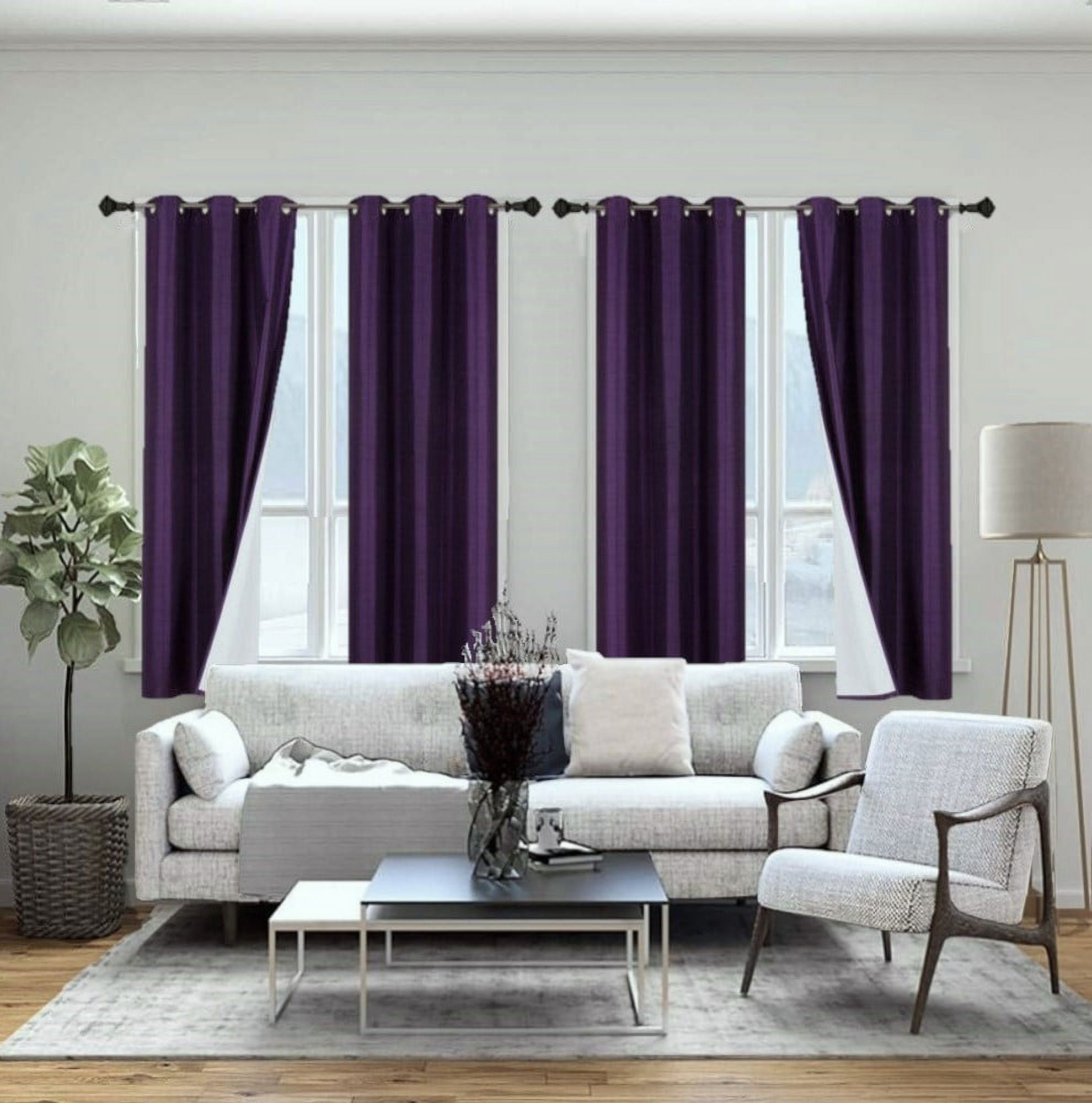 Set of 2 Panels Noa Blackout Thermal lined Window Curtain Drapes With ...