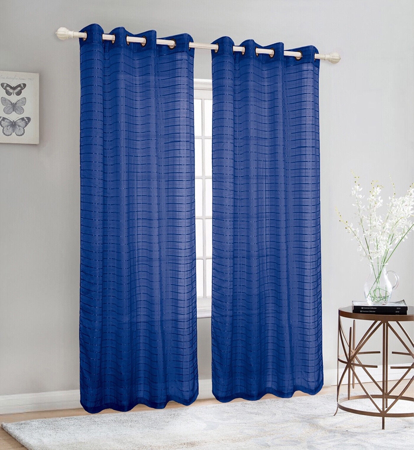 Set of 2 Panels Sheer Voile Grommet Top Window Curtain Panel Drape