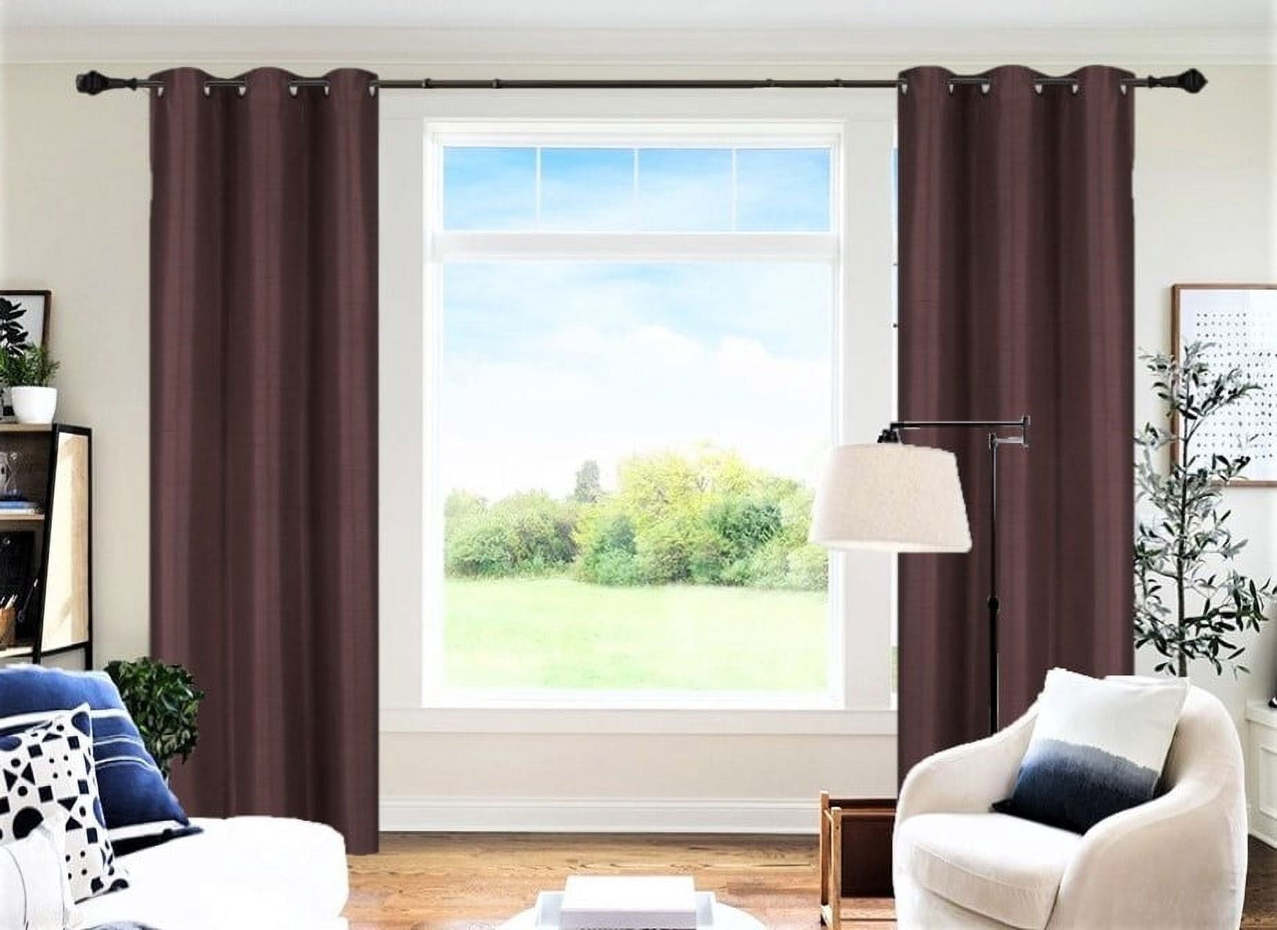 Gorgeous Home Linen Set of 2 Panels 100% Blackout Bedroom Window Curtain Panels, 84", Brown