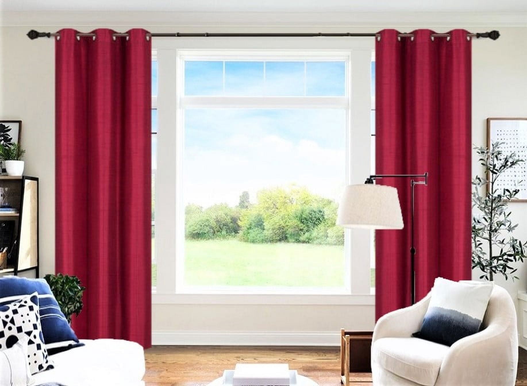 Gorgeous Home Linen Set of 2 Panels 100% Blackout Bedroom Window Curtain Panels, 84", Dark Red