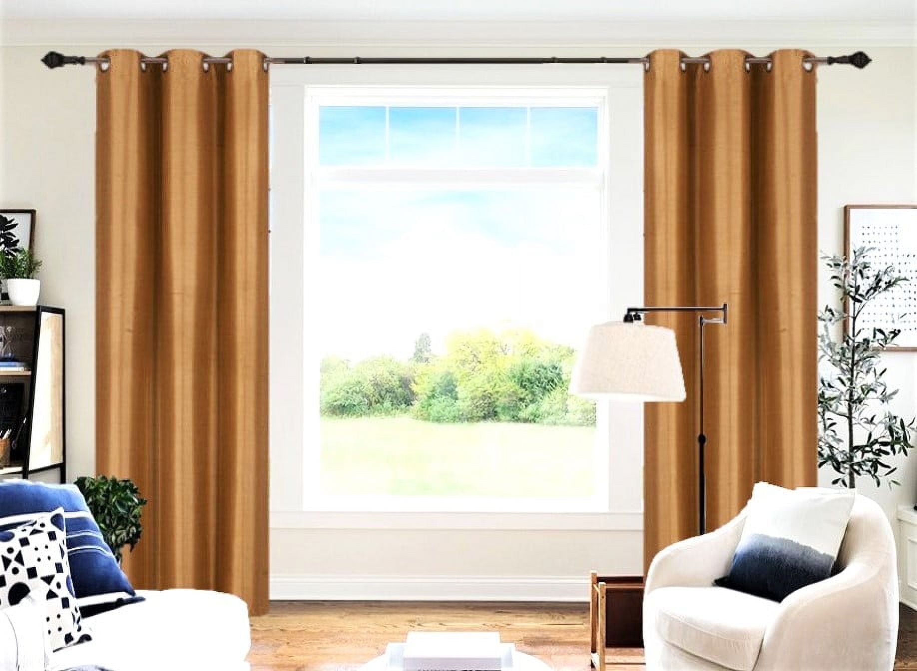 Set of 2 Panels for Bedroom Window Home Décor Full Room Darkening 100% Blackout Gold Color Size 84" Long