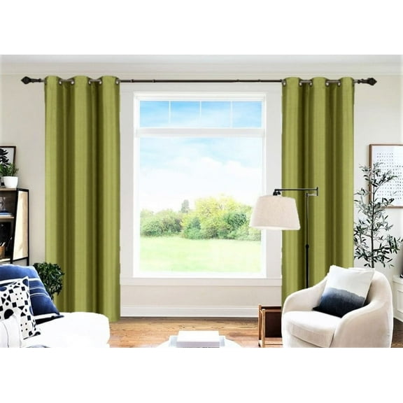 Set of 2 Panels for Bedroom Window Home Décor Full Room Darkening 100% Blackout Lime Color Size 84" Long