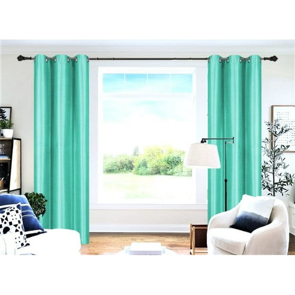 Set of 2 Panels for Bedroom Window Home Décor Full Room Darkening 100% Blackout Mint Color Size 84" Long