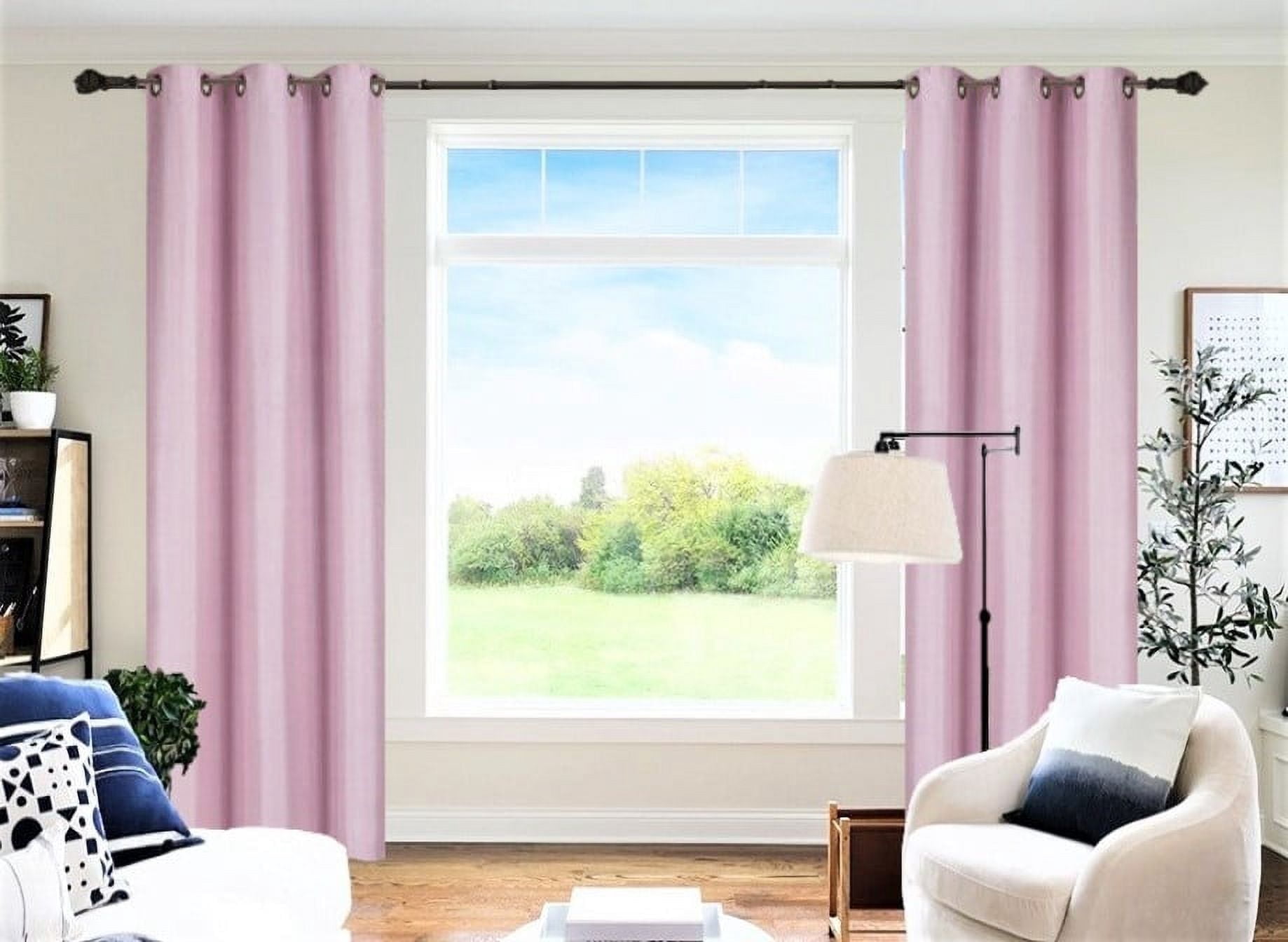 Gorgeous Home Linen Set of 2 Panels 100% Blackout Bedroom Window Curtain Panels, 84", Pink