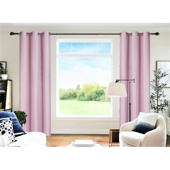 Set of 2 Panels for Bedroom Window Home Décor Full Room Darkening 100% Blackout Pink Color Size 84" Long