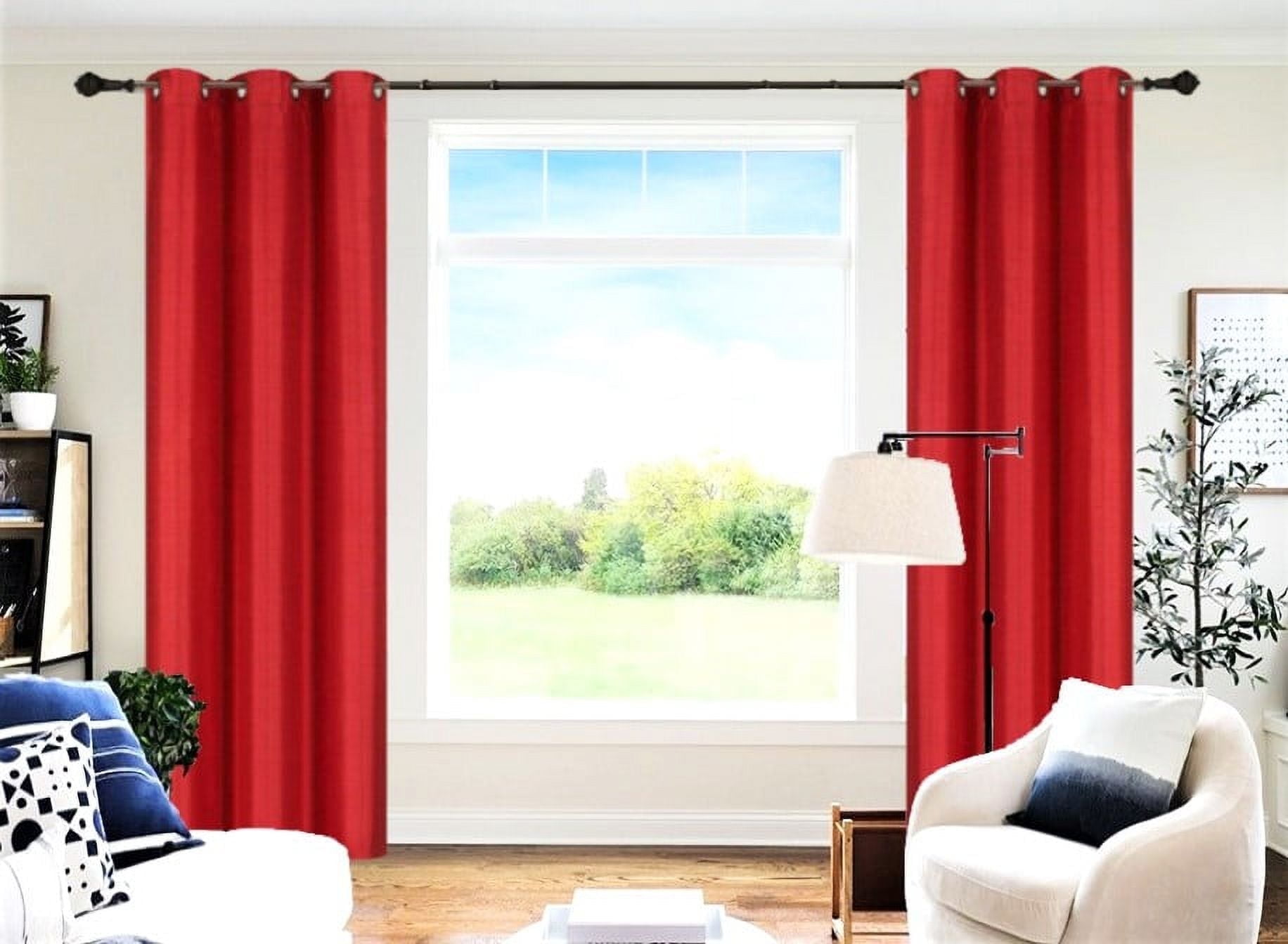 Gorgeous Home Linen Set of 2 Panels 100% Blackout Bedroom Window Curtain Panels, 84", Red