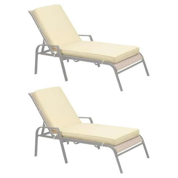 Set of 2 Patio Chaise Lounger Cushions, 72 x 21 x 3 Inches, Olefin Fabric Slipcovers with Sponge Foam (Cushions Only) Yellowish / 2 Pcs