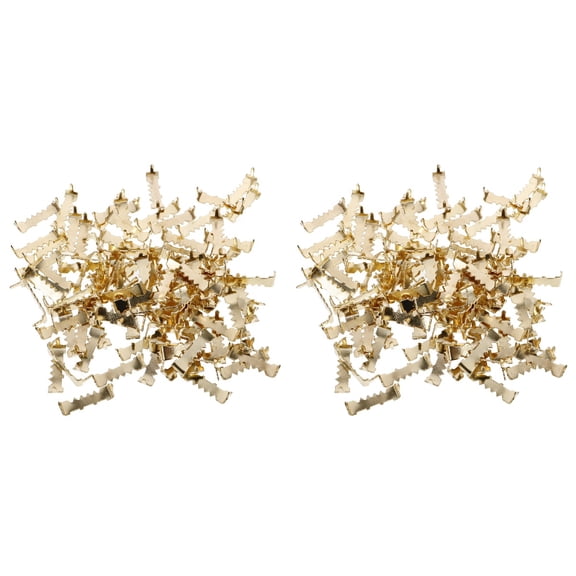 Set of 2 Picture Frame Hangers Backing Adjustable Toothed Holder Golden