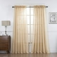 thumbnail image 1 of Set of 2 Piece Linen Textured Semi-Sheer Rod Pocket Window Curtain Panels (63" Long, Gold), 1 of 4