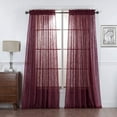 thumbnail image 1 of Set of 2 Piece Linen Textured Semi-Sheer Rod Pocket Window Curtain Panels (84" Long, Burgundy), 1 of 4