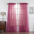 thumbnail image 1 of Set of 2 Piece Linen Textured Semi-Sheer Rod Pocket Window Curtain Panels (84" Long, Hot Pink), 1 of 4
