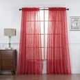 thumbnail image 1 of Set of 2 Piece Linen Textured Semi-Sheer Rod Pocket Window Curtain Panels (84" Long, Red), 1 of 4