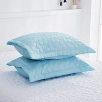 Set of 2 Pillow Shams Standard Size Floral Quilted - Perfect for Bedding Decor (Blue)