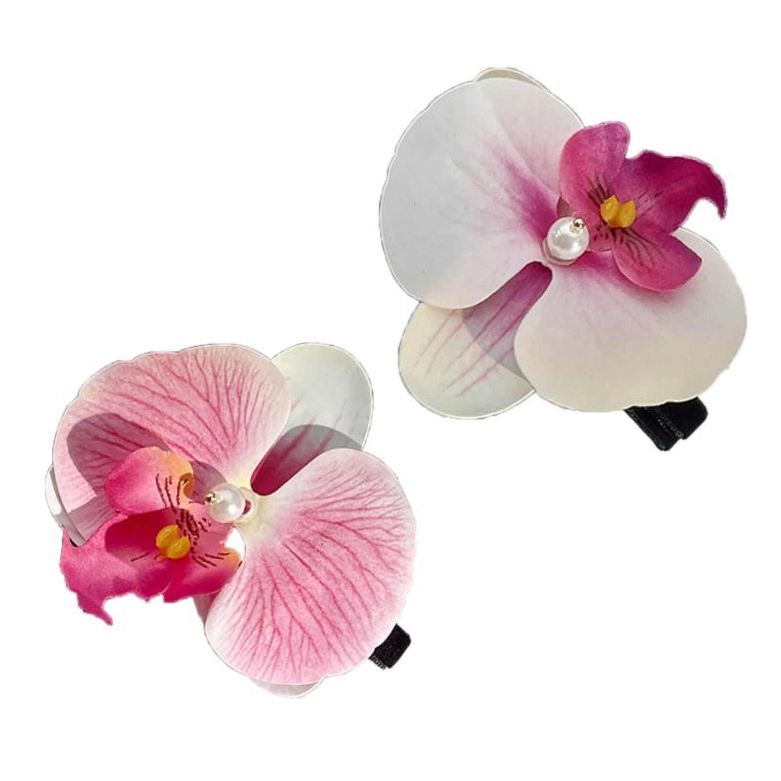 Set of 2 Pink Floral Hairpins for Girls Sweet Orchids Flower 