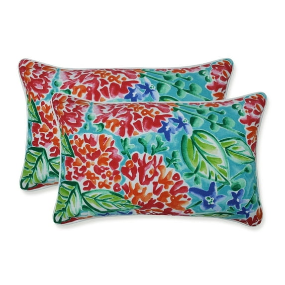 Pillow Perfect Garden Blooms Multi Rectangular Throw Pillow (Set of 2)