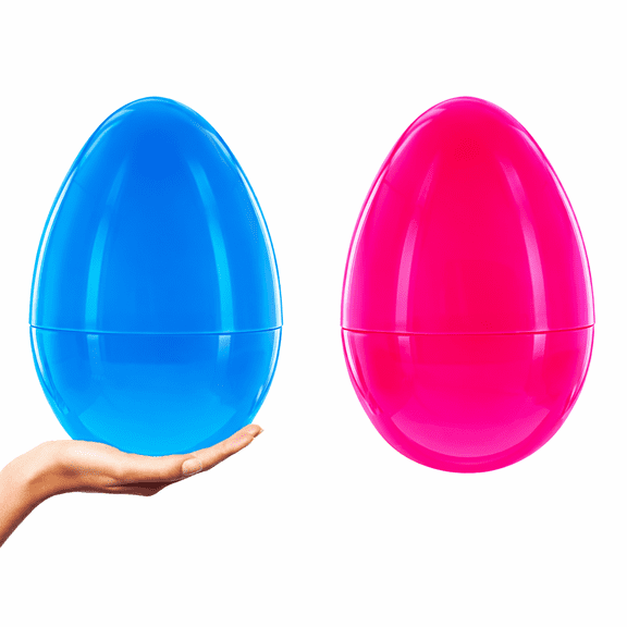 Set of 2 Pink Blue Giant Jumbo Large Size Fillable Plastic Easter Eggs