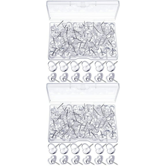 Set of 2 Pins Push Map Tacks Transparent Heart Pushpin Supplies