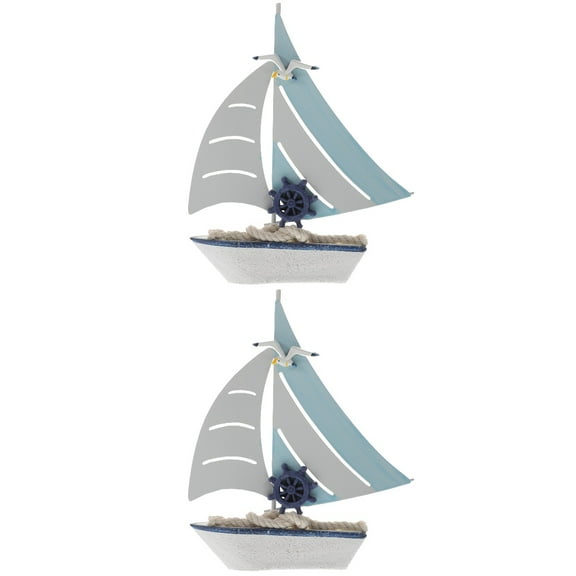 Set of 2 Pirate Ship Model Boat Decor Marine Style Sailboat Sea Decors