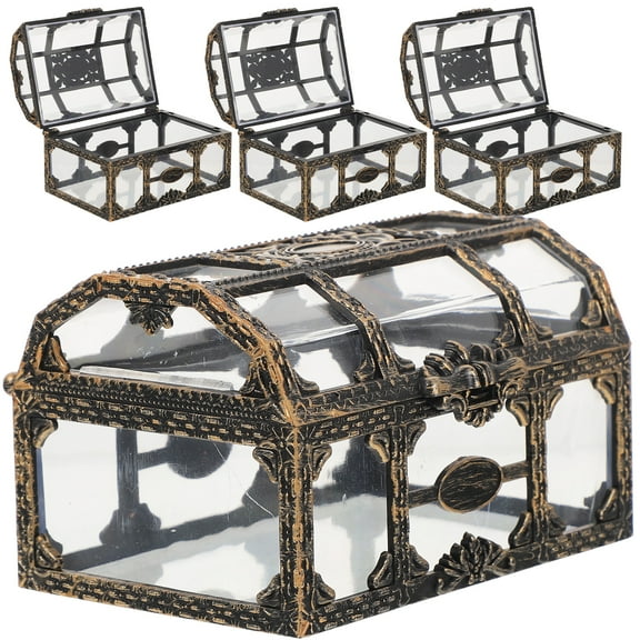 Set of 2 Pirate Treasure Chest Decor Retro Candy Clear Favor Boxes Decoration Chocolates Bride