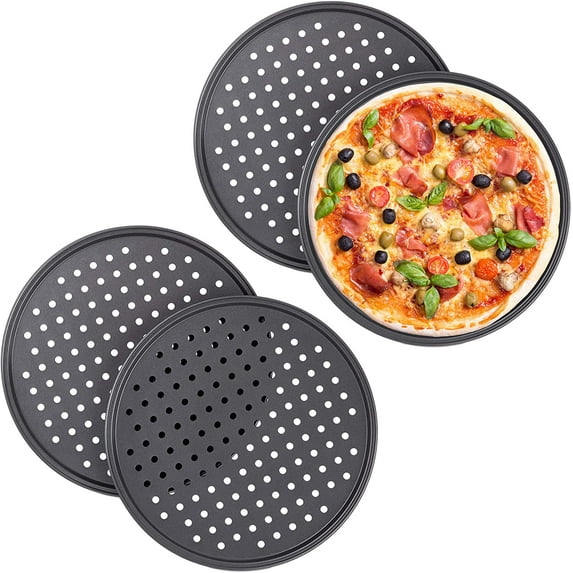 Set of 2 Pizza Sheet Pizza Pan with Oven Holes Non-Stick Perforated Pizza Baking Set for Home Use 32cm