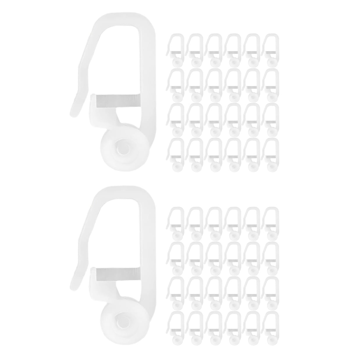 Set of 2 Plastic Curtain Hooks Pins Pleat Clips Shower Rings Clear Liner