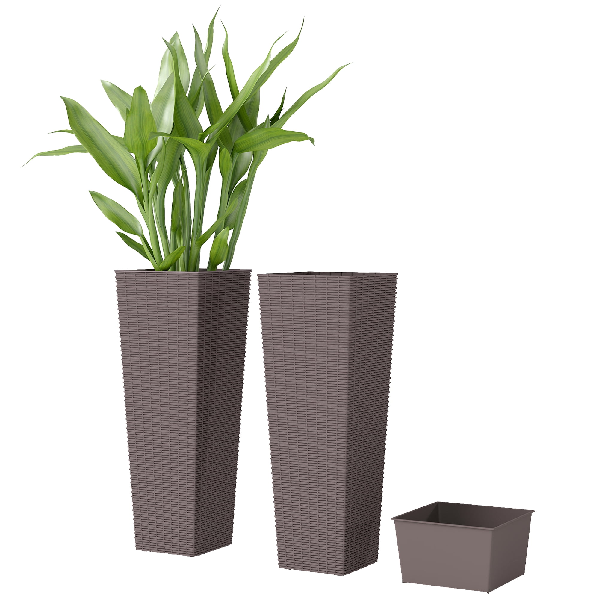 Set of 2 Plastic Flower Pots
