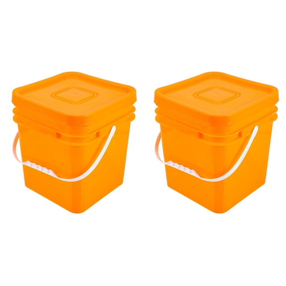 Set of 2 Plastic Storage Bucket Containers for Organizing Boxes with Lids Buckets Fridge