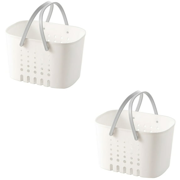Set of 2 Plastic Tote Shower for Cleaning Supplies Foldable Organizer Grey
