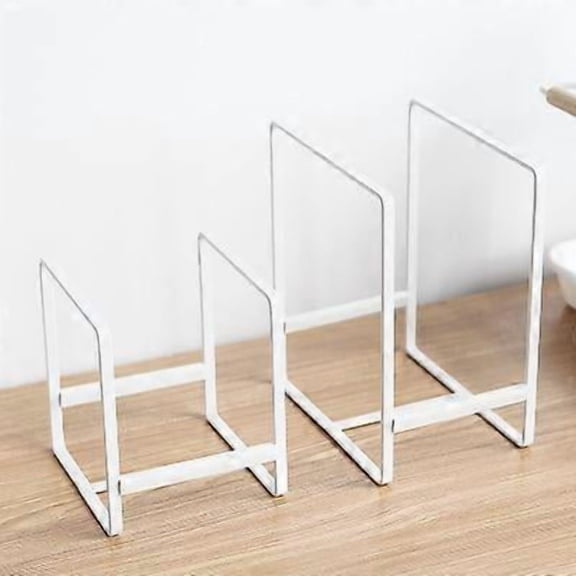 Set of 2 Plate Holder, Cupboard Plate Storage, Metal Plate Holder, Pot Lid Storage with Handle, Lid Storage, Cupboard Plate Holder (white)