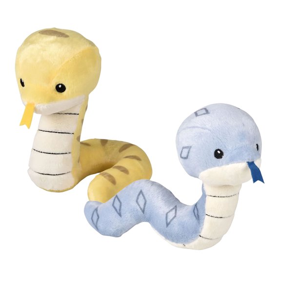 Set of 2 Plush Baby Snake - Adorable Stuffed Animal Toys - Plushie Soothie Reptile Cute (2 RANDOM COLORS)