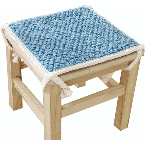 Set of 2 Plush Stool Stool Cushion with Ties, Soft Seat Pads Anti-Slip Bar Stool Pads for Home Dining Kitchen Chair (Blue,10x14in)