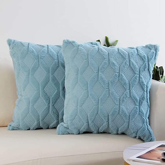 Square/Rectangular Lumbar Plush Throw Pillow Covers, Pack of 2 Luxury Soft Pillowcases, Solid Colors, 2 Kinds (Without Inserts) (Double Sides)
