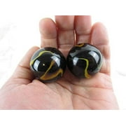 Set of 2 Poison Dart Frog 35mm Boulder Large Shooter Solid Glass Marbles