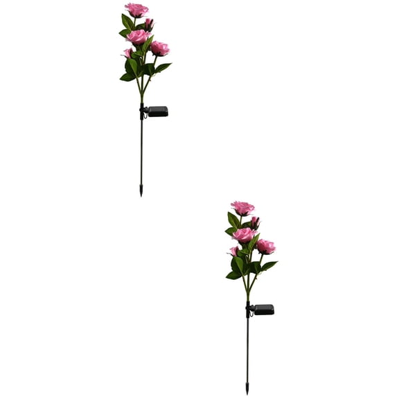 SOPOTUTU Solar Powered Pink Rose Landscape Lamp for Outdoor Easy to Install