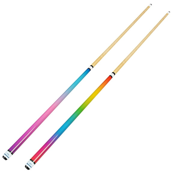 Set of 2 Pool Cues 57 inch Pool Cue Stick with 12.7mm Fiber Leather tip for Beginner, Commercial and Home Entertainment (AB)
