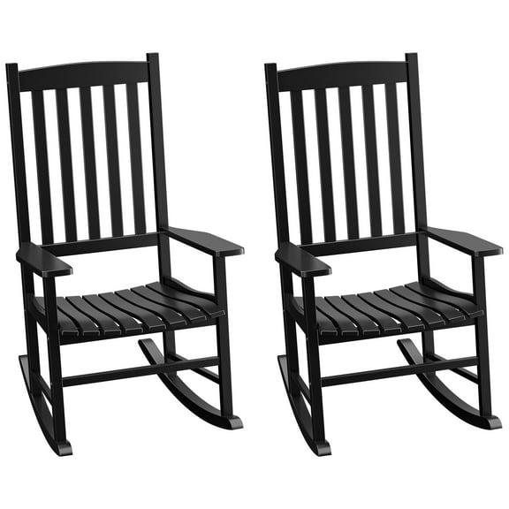 ZENY Set of 2 Outdoor Rocking Chairs, Black (Set of 2)