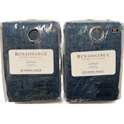 Set of 2 Portland Room Darkening Thermal Lined Grommet Top Curtain Panels, Navy Blue, 84" Long