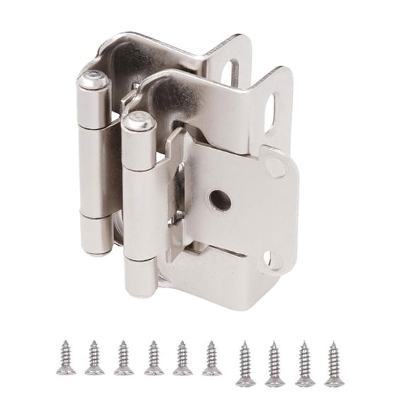 Set of 2 Practical Antique Steel Kitchen Cabinet Hinges With 1/2Inch Overlays Partial Wrap Closing Half Hide Designs