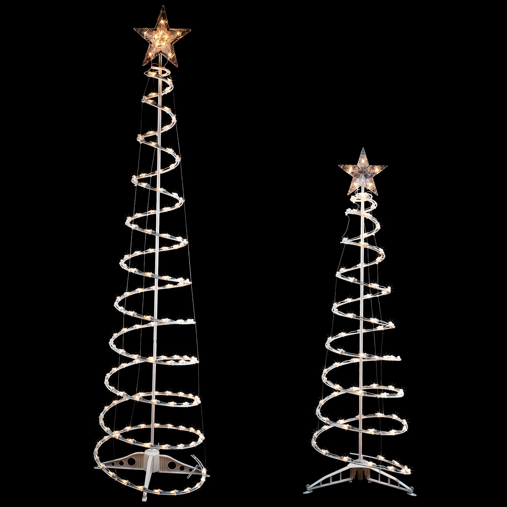 Northlight Set of 2 Lighted Clear Outdoor Spiral Christmas Cone Trees 4 ...