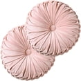 thumbnail image 1 of Set of 2 Pumpkin Pleated Round Throw Pillows,Soft Velvet Cushion for Couch Floor,Pink,14.5", 1 of 5
