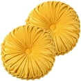 thumbnail image 1 of Set of 2 Pumpkin Pleated Round Throw Pillows,Soft Velvet Cushion for Couch Floor,Yellow,14.5", 1 of 6