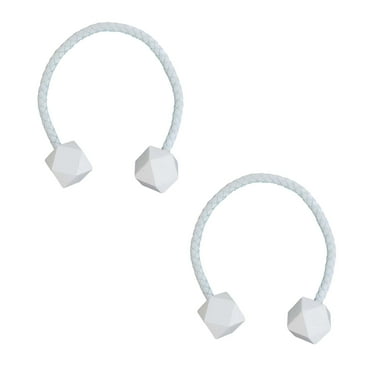 Set of 2 Pure White Tiebacks - Flexible Design with Wooden Tips and Faux Leather Covering - Complete Your Window Treatments