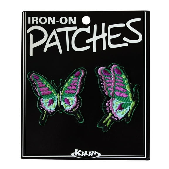 Set of 2 Purple & Green Butterfly Moth Patch Insect Bug Craft Iron-On Applique