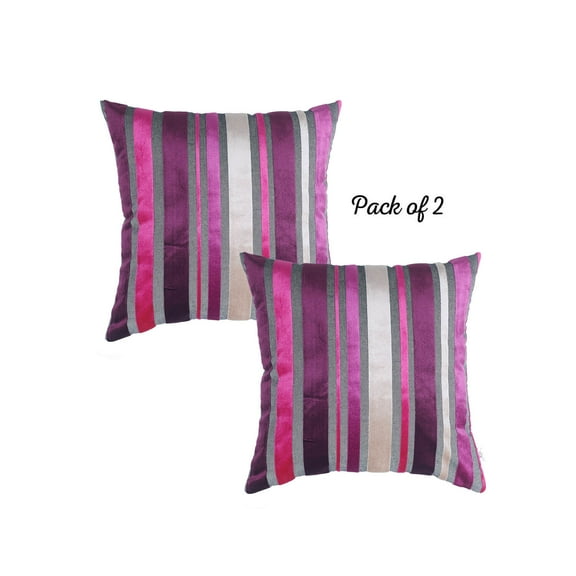 Set of 2 Purple Varigated Stripe Decorative Pillow Covers
